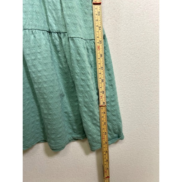 Cottagecore Destination 365 Womens MP Green Textured Puff Sleeve Tiered Dress - Picture 6 of 11